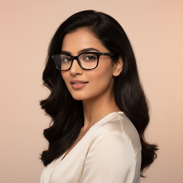 A woman wearing stylish spectacles for women from Aura Eyewear